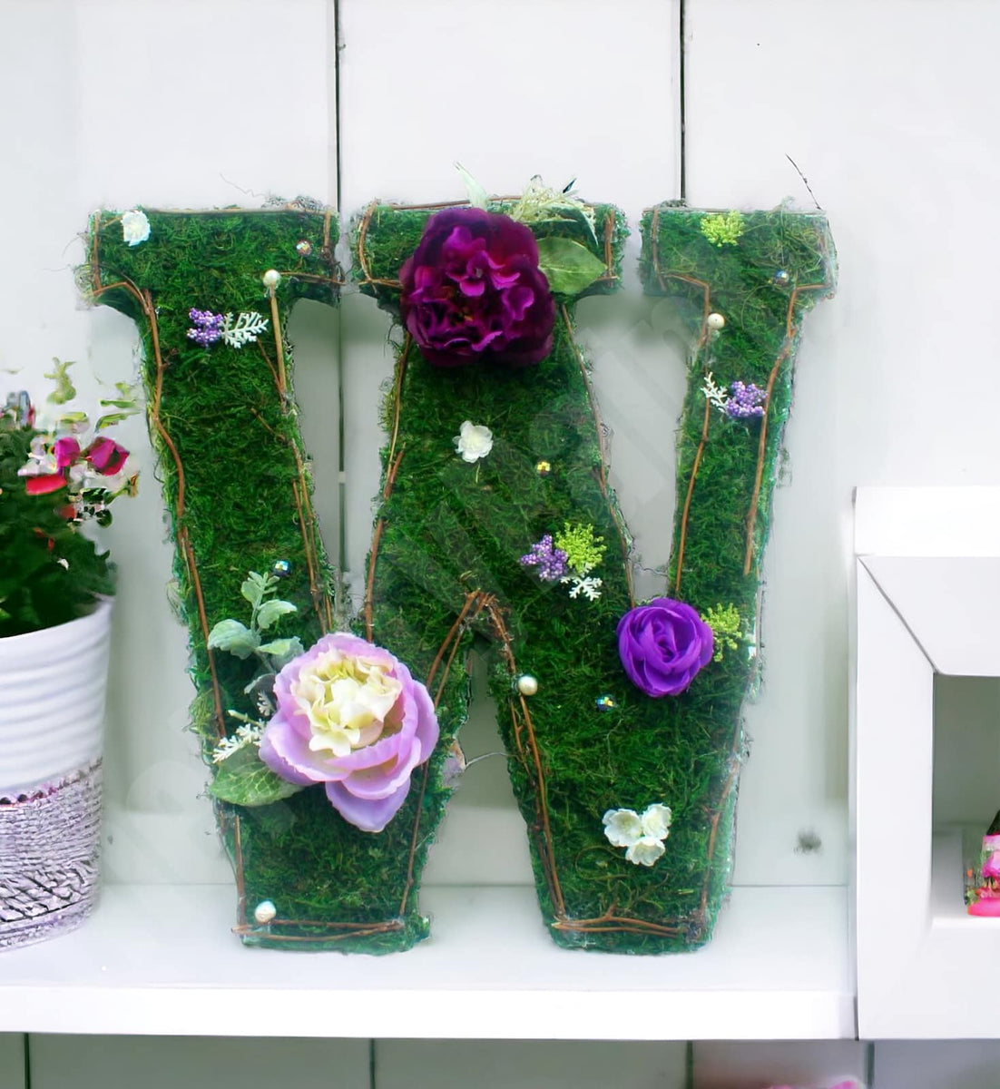 Moss Wall Art, Paper Mache Letters, Plant Wall Sign, Nursery Name