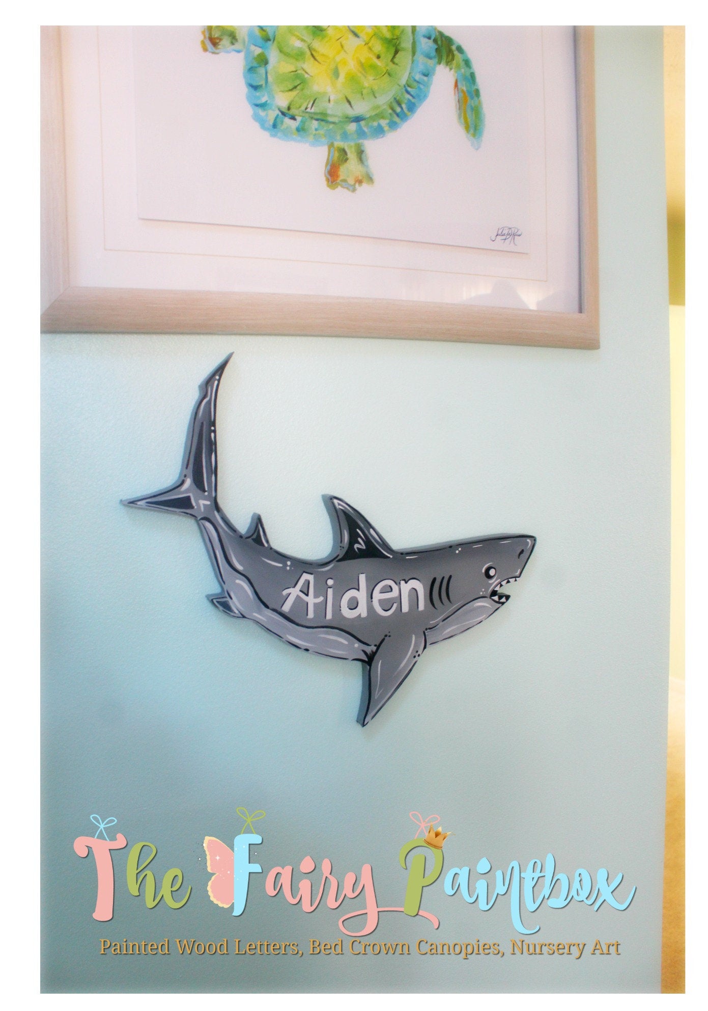Personalized Shark Sign - Shark Nursery Room Name Sign - Shark Kids Ro –  TheFairyPaintBox