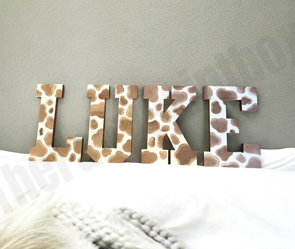 Cow Print Wooden Wall Letters for Farmhouse Baby Room