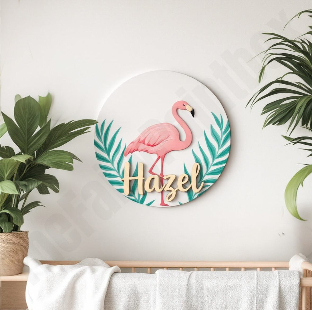 Flamingo Tropical Baby Room Decorative Sign