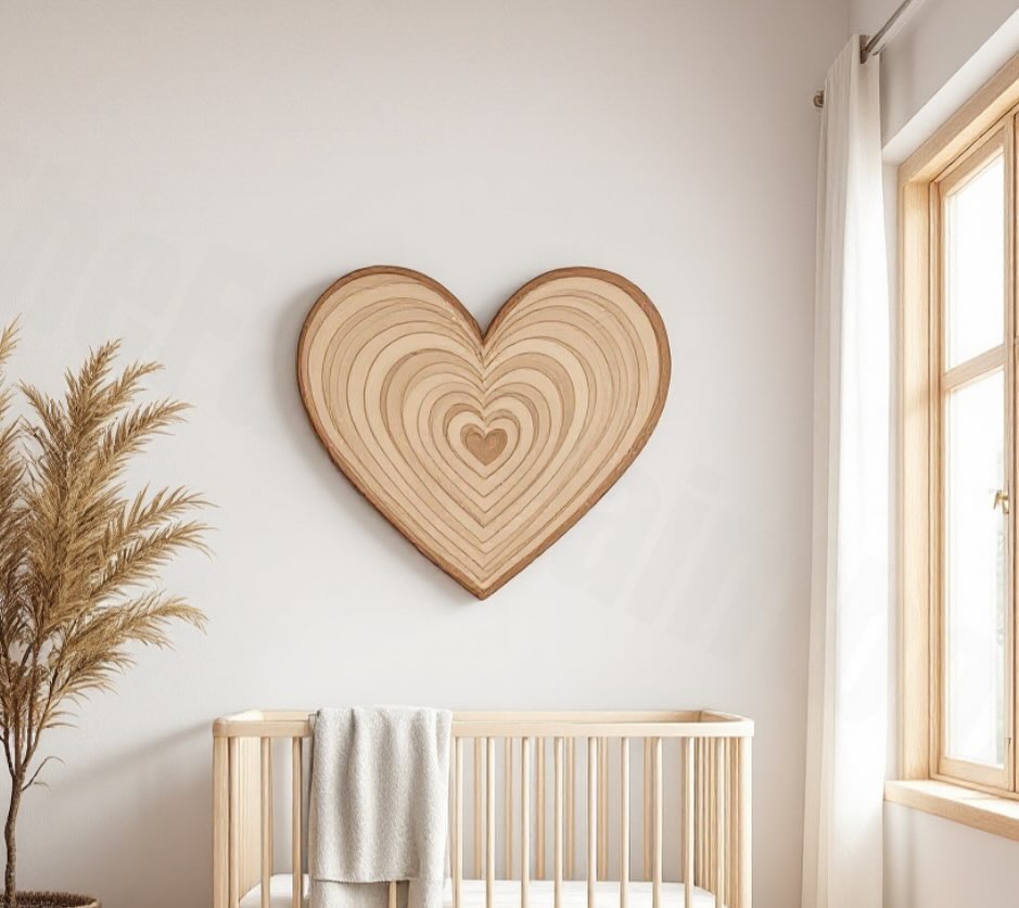 Heart Wood Sign with Tree Ring Design