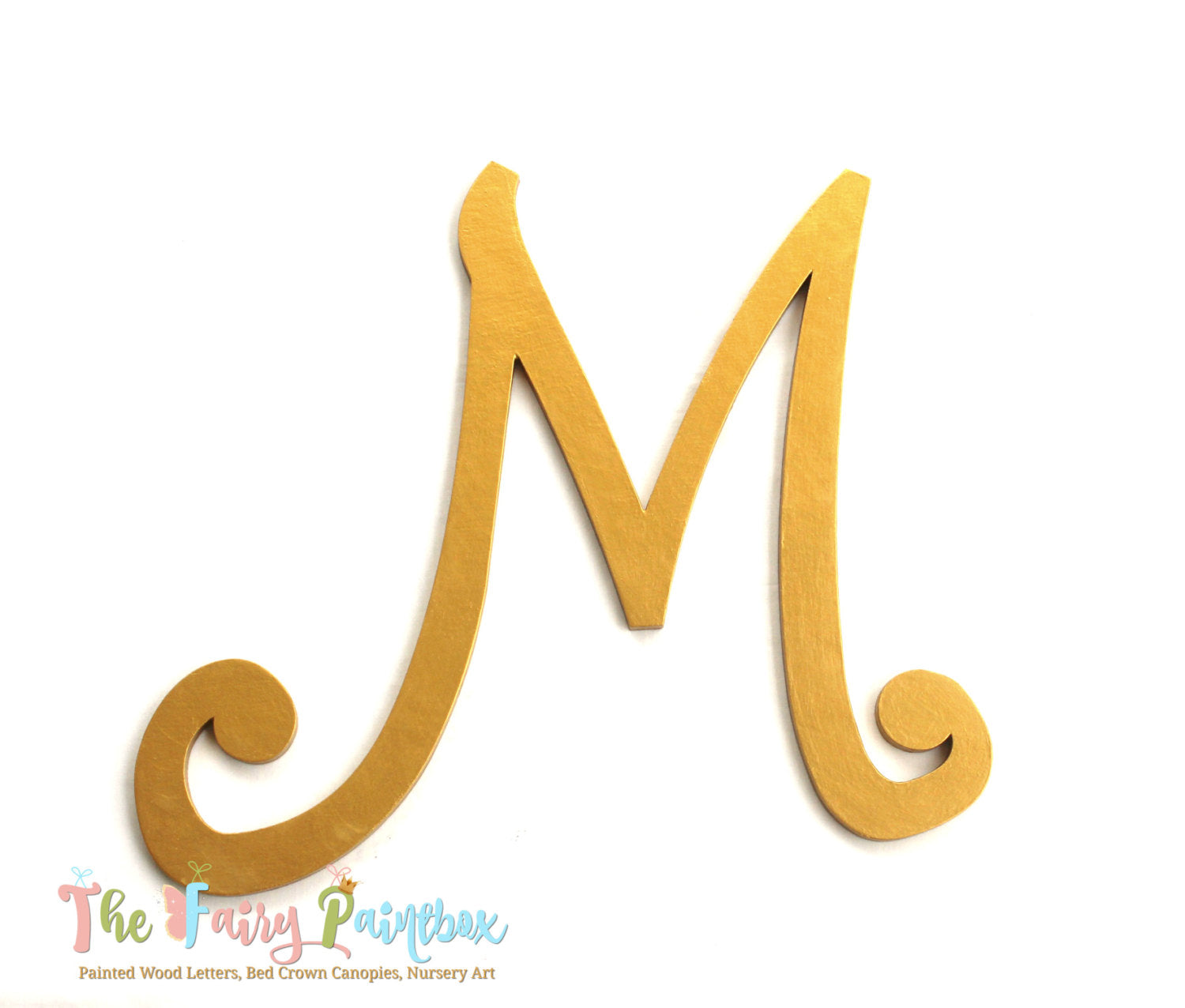 Gold Nursery Wall Monogram Letters - Monogram Wall Hanging - Gold Wood –  TheFairyPaintBox